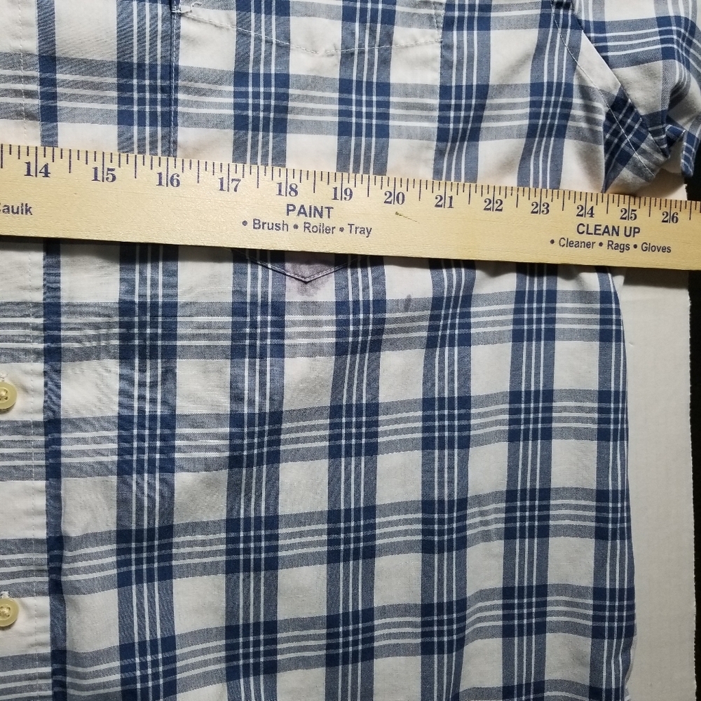 GEORGE MEN'S BUTTON DOWN SHORT SLEEVE BLUE AND WHITE SHIRT SIZE XL - Picture 7 of 11